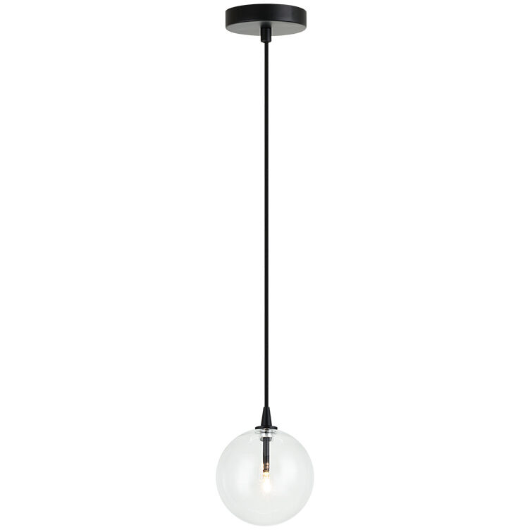 Bolha 1 Light 9 inch Black Pendant Ceiling Light in Black and Clear