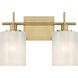 Modern 2 Light 14 inch Natural Brass Bathroom Vanity Light Wall Light
