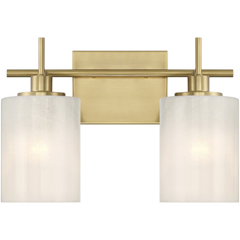 Modern 2 Light 14 inch Natural Brass Bathroom Vanity Light Wall Light