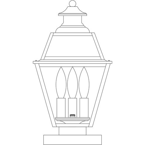 Inverness 3 Light 15 inch Antique Copper Column Mount in Clear