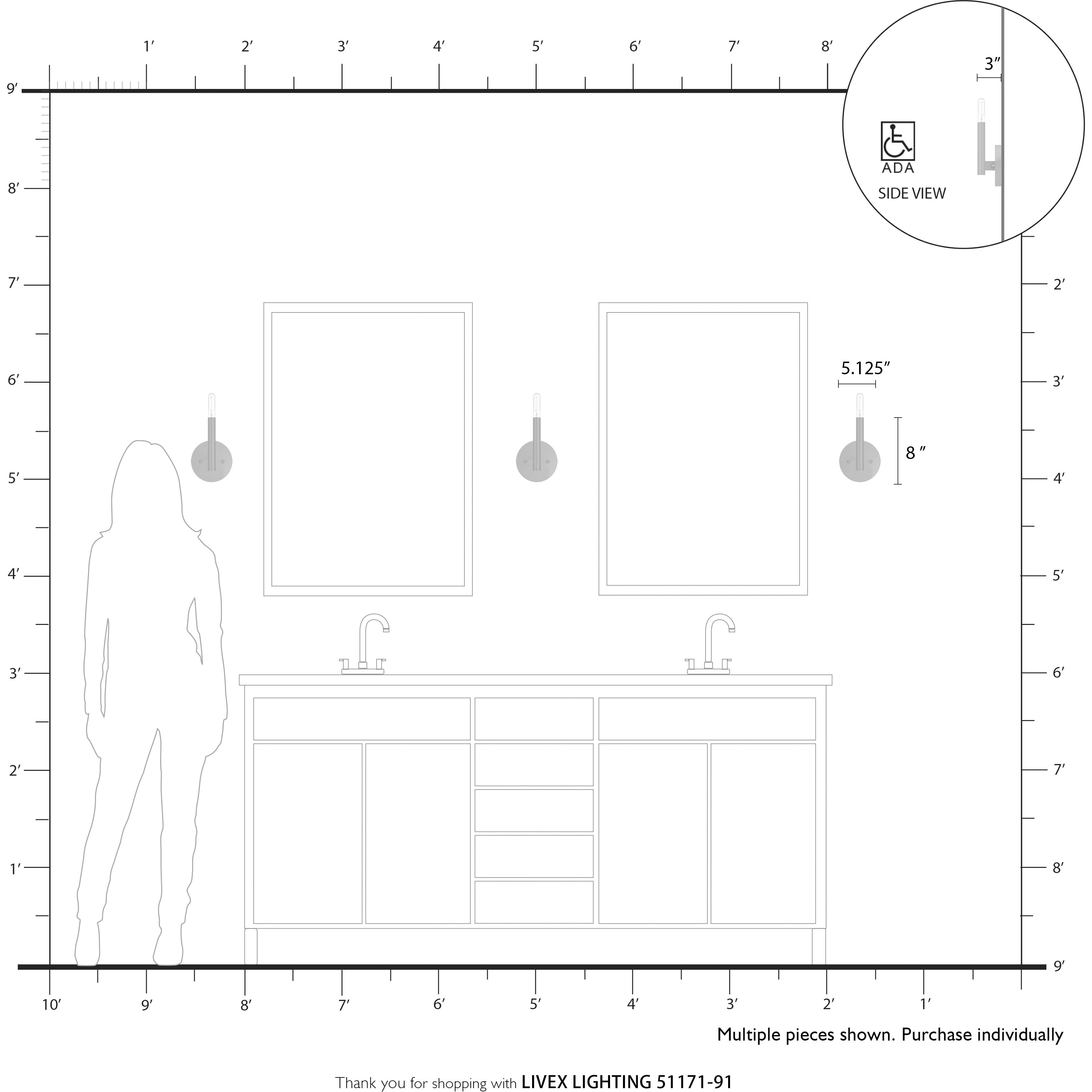 Copenhagen 1 Light 5.13 inch Brushed Nickel ADA Wall Sconce Wall Light, Single
