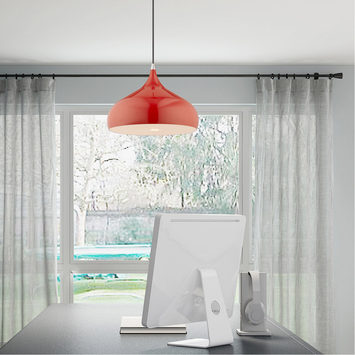 Allison 1 Light 16 inch Shiny Red Mini Pendant Ceiling Light