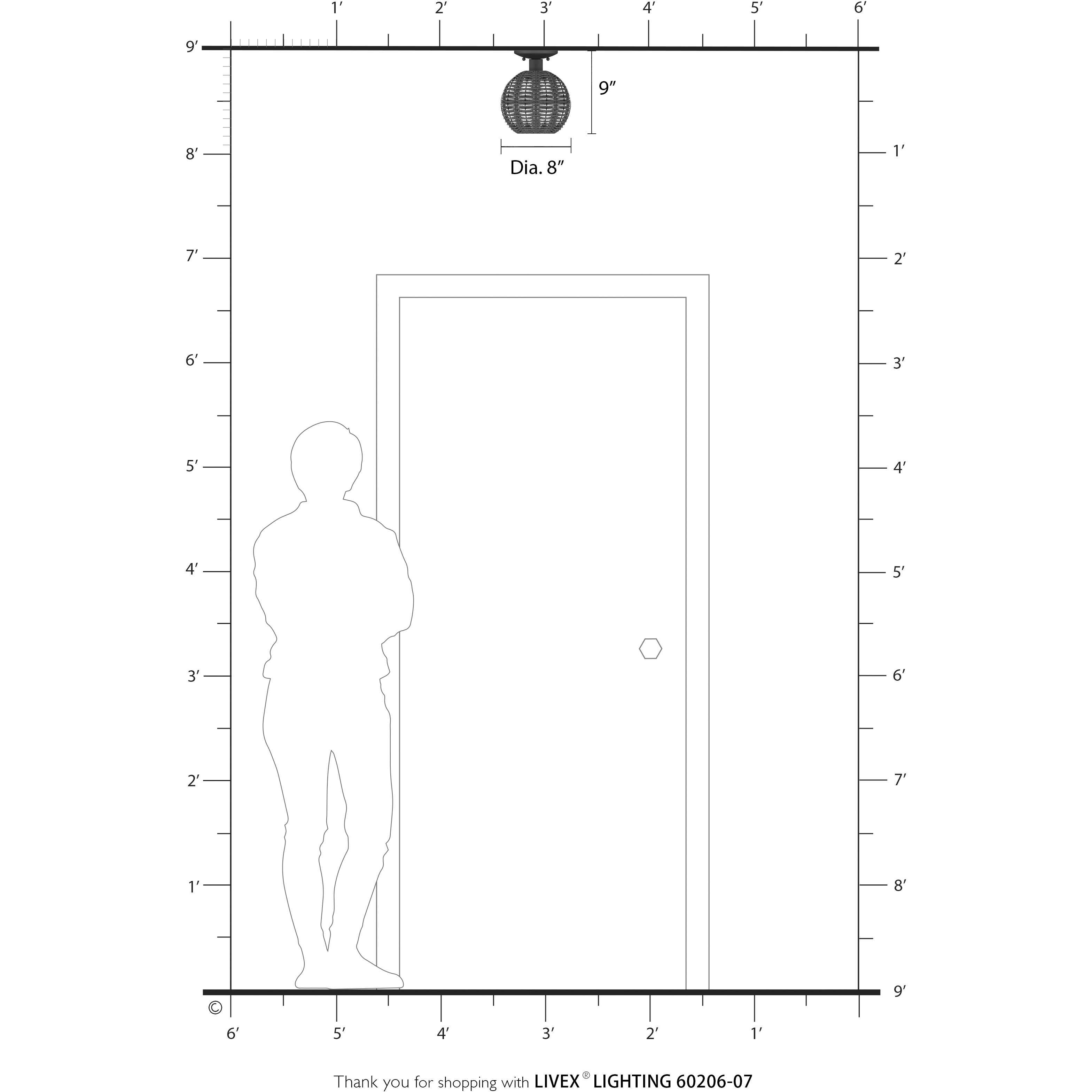 Summervine 1 Light 8 inch Bronze Semi Flush Mount Ceiling Light, Small