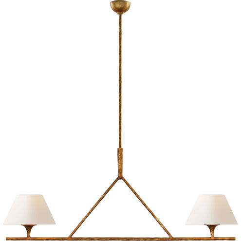 Ian K. Fowler Cesta Linear Chandelier Ceiling Light in Gilded Iron, Large