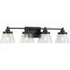 Hinton 4 Light 34 inch Matte Black Bath Vanity Wall Light