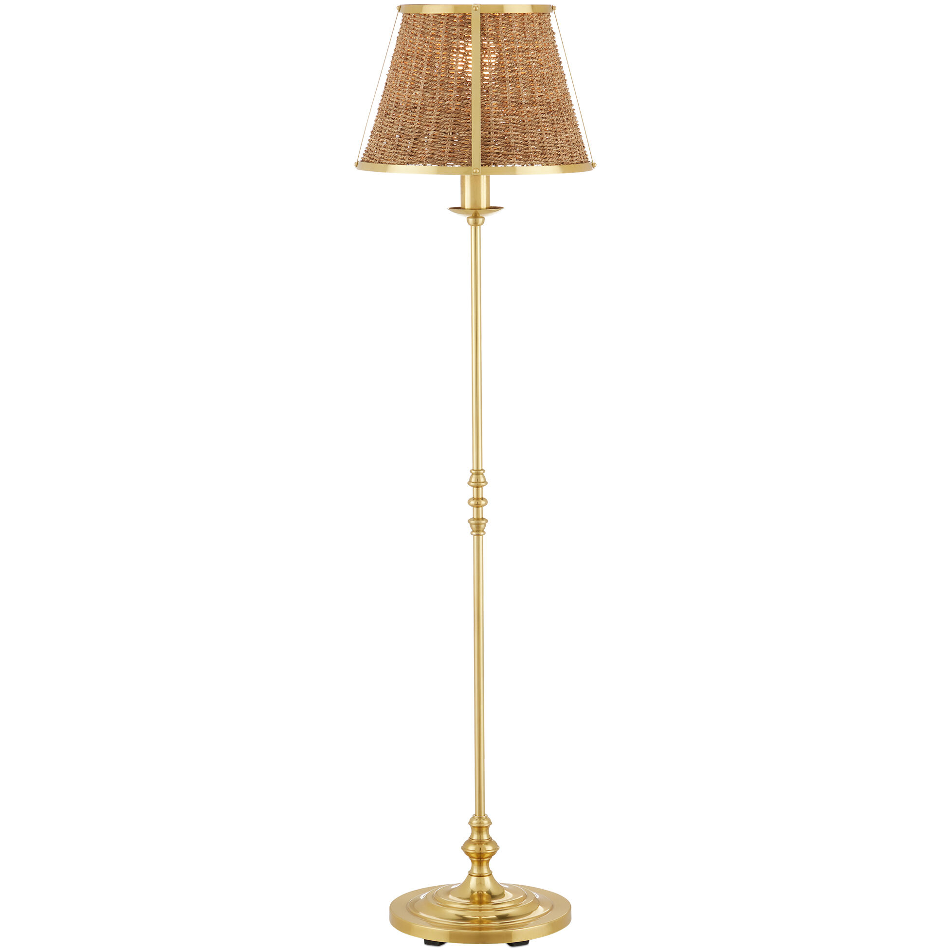 Deauville 55 inch 75 watt Polished Brass/Natural Floor Lamp Portable Light, Suzanne Duin Collection