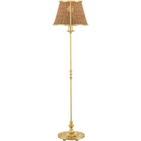 Deauville 55 inch 75 watt Polished Brass/Natural Floor Lamp Portable Light, Suzanne Duin Collection