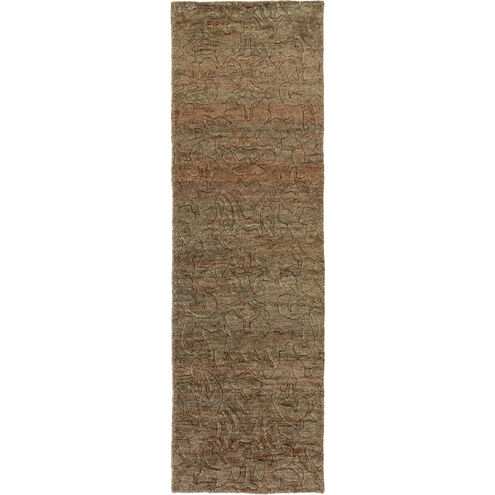 Galloway 96 X 30 inch Grass Green, Khaki, Dark Brown Rug