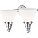 Franklin Restoration Large Cone 2 Light 18 inch Polished Chrome Bath Vanity Light Wall Light in Matte White Glass, Franklin Restoration