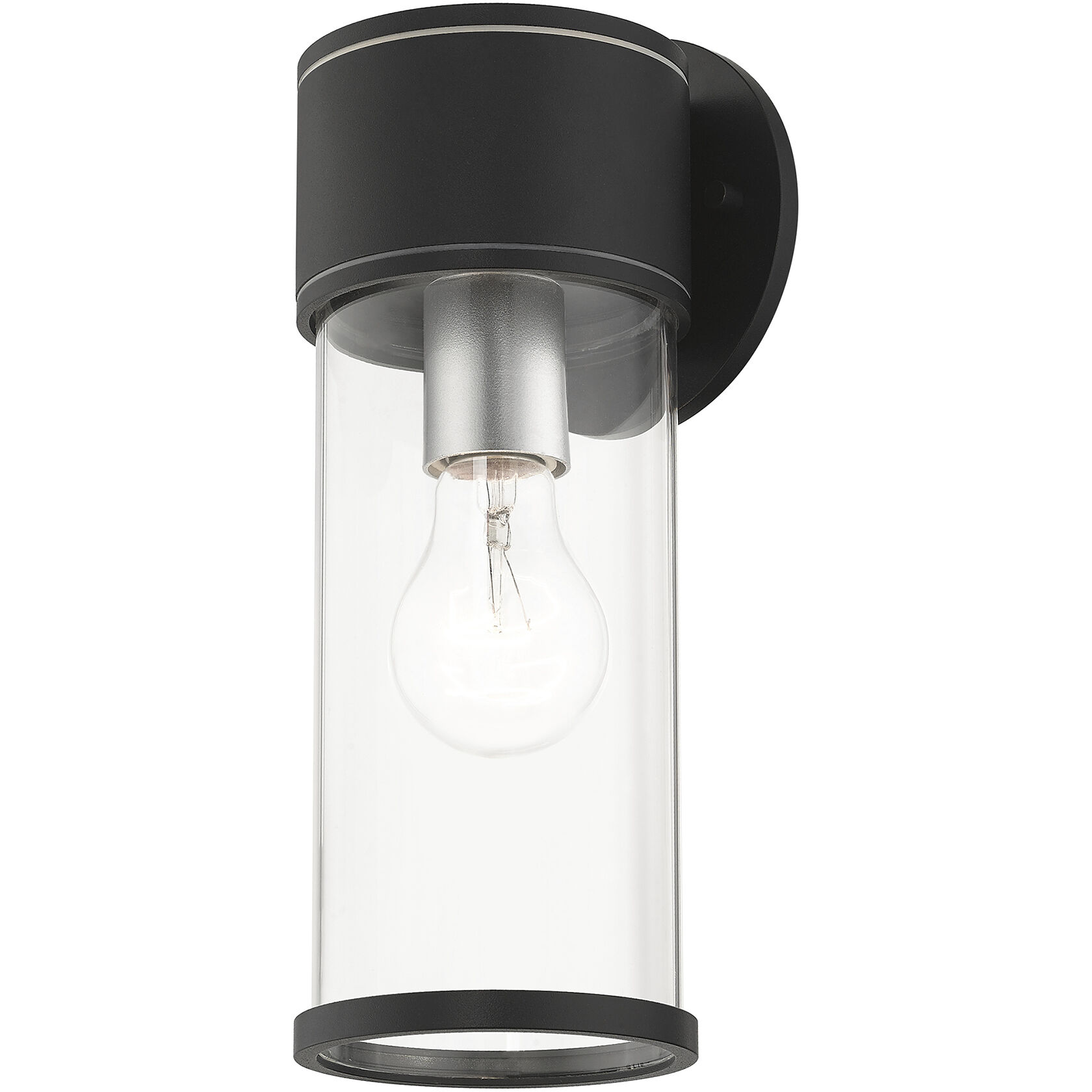 Atlantic 1 Light 4.5 inch Textured Black with Antique Silver Finish Accents Outdoor Medium Wall Lantern Wall Light