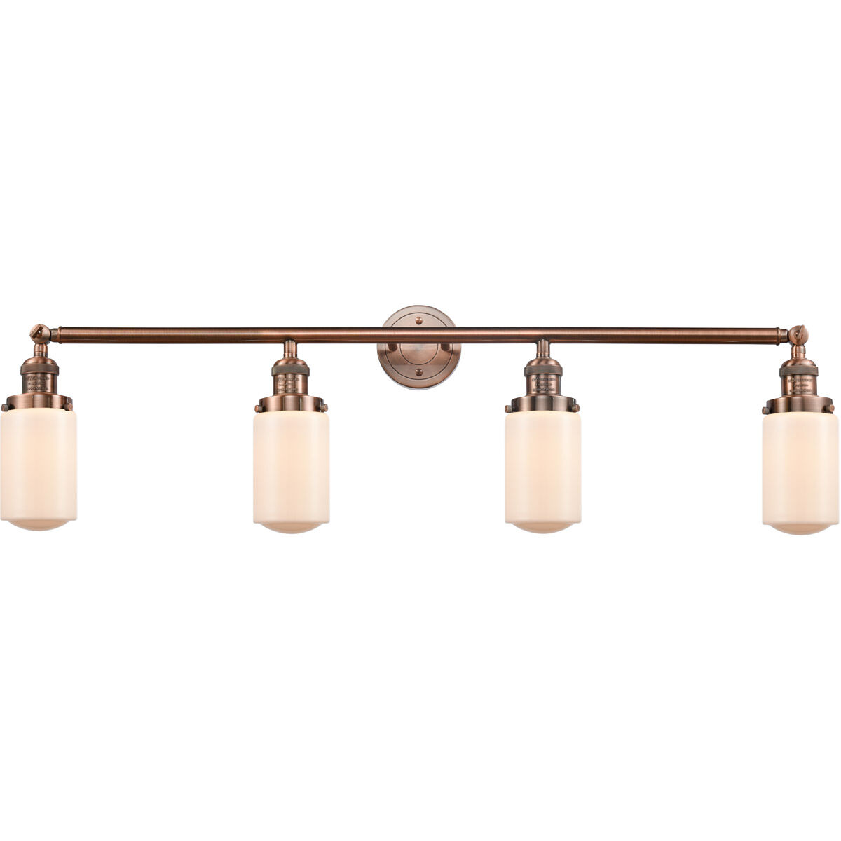 Franklin Restoration Dover LED 43 inch Antique Copper Bath Vanity Light Wall Light in Matte White Glass, Franklin Restoration