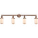 Franklin Restoration Dover LED 43 inch Antique Copper Bath Vanity Light Wall Light in Matte White Glass, Franklin Restoration