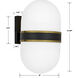 Capsule 2 Light 8 inch Matte Black and Textured Gold Sconce Wall Light