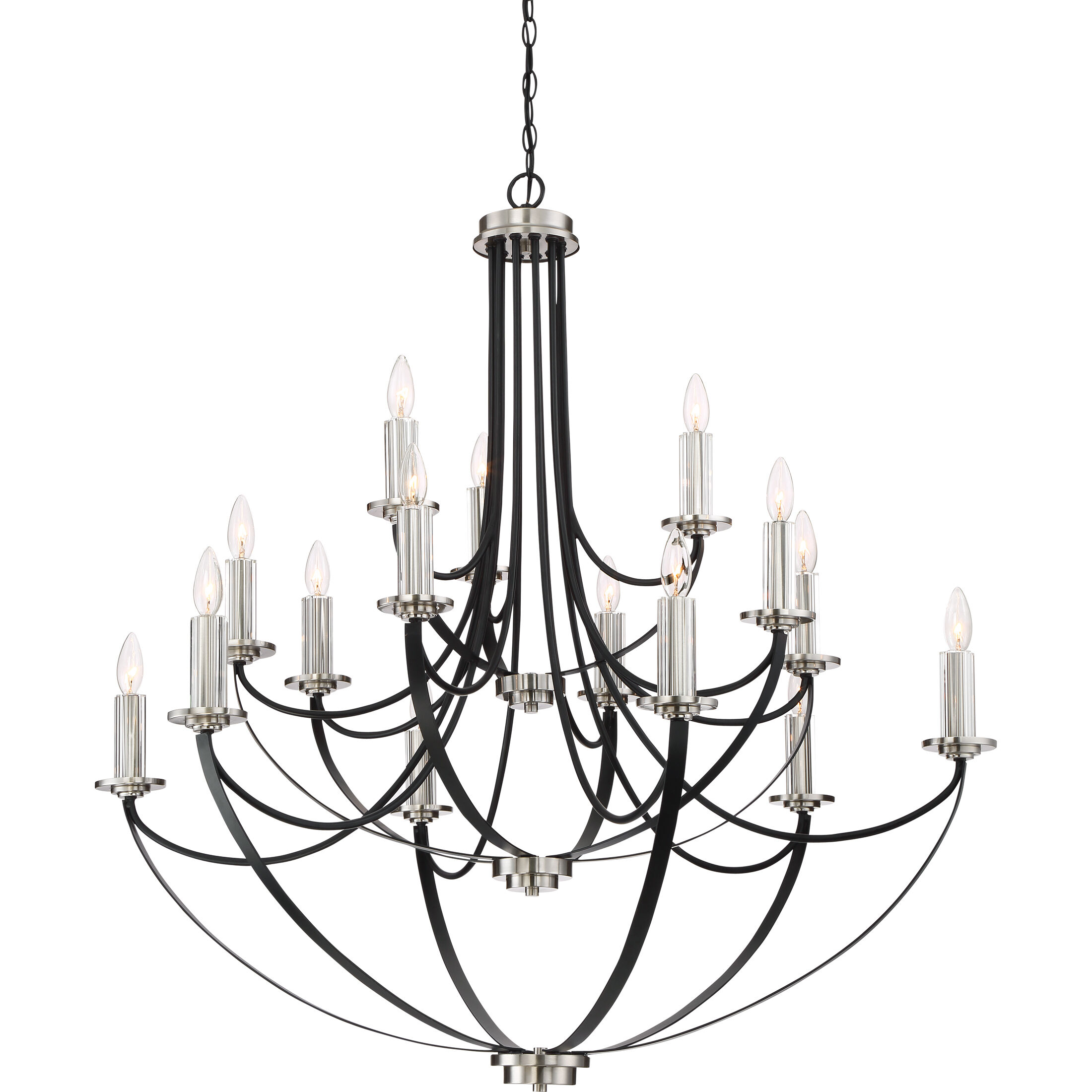 Alana 15 Light 41 inch Mystic Black Chandelier Ceiling Light, Three Tier