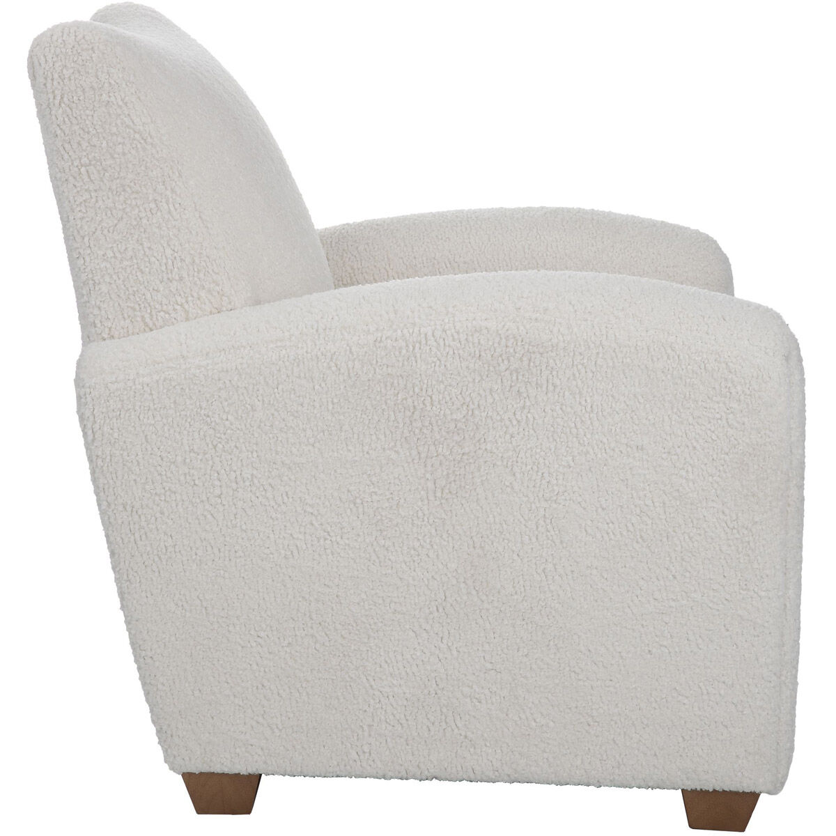 Teddy Off White Faux Shearling and Walnut Stained Wood Accent Chair