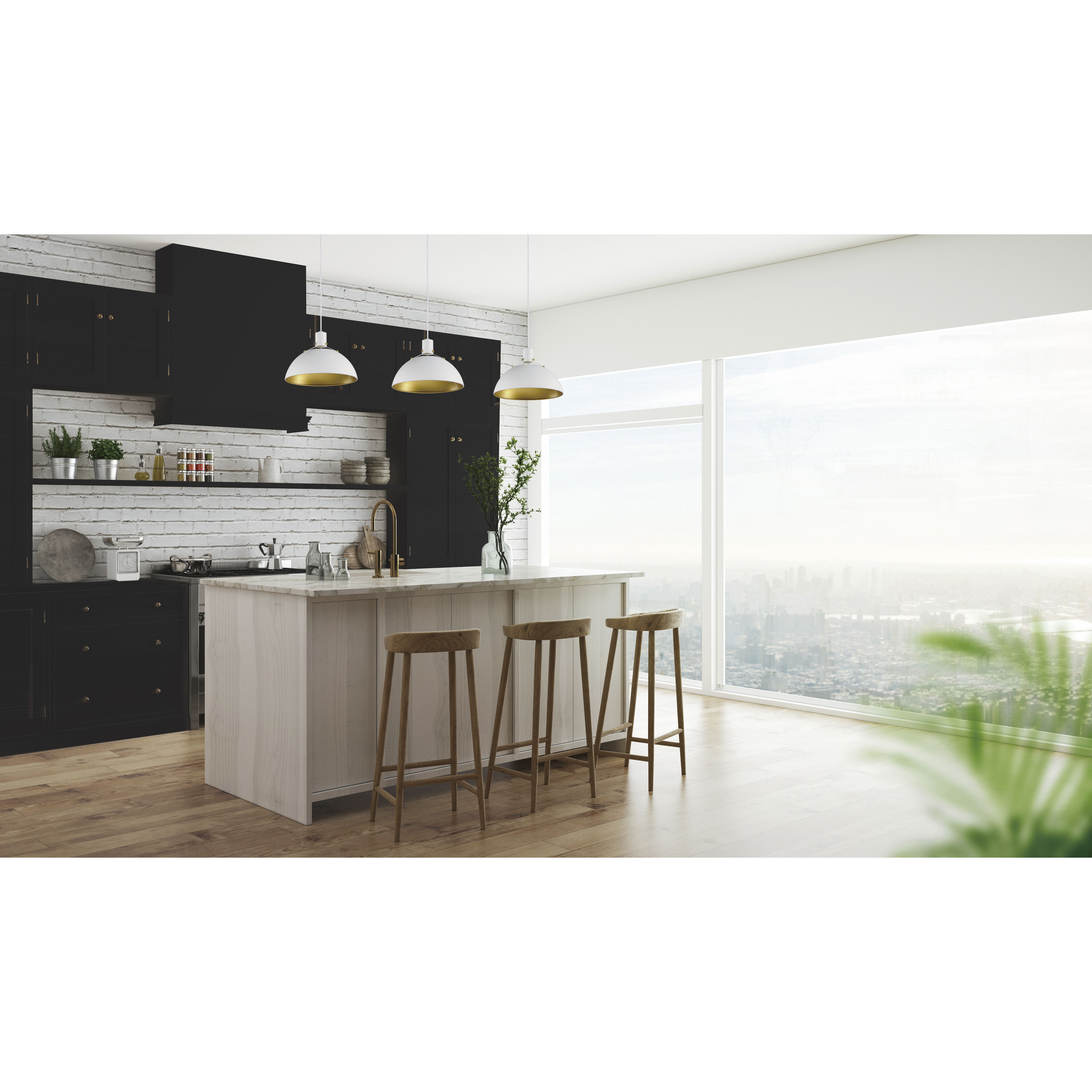 Dawn 1 Light 12 inch White/Satin Brass Single Pendant Ceiling Light in White and Satin Brass