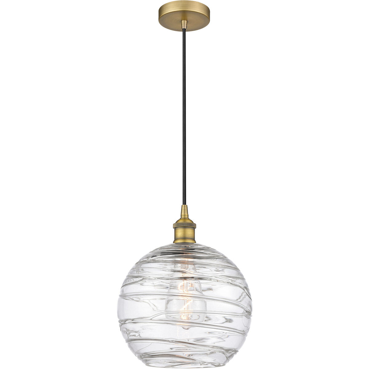 Edison Athens Deco Swirl 1 Light 10 inch Brushed Brass Mini Pendant Ceiling Light