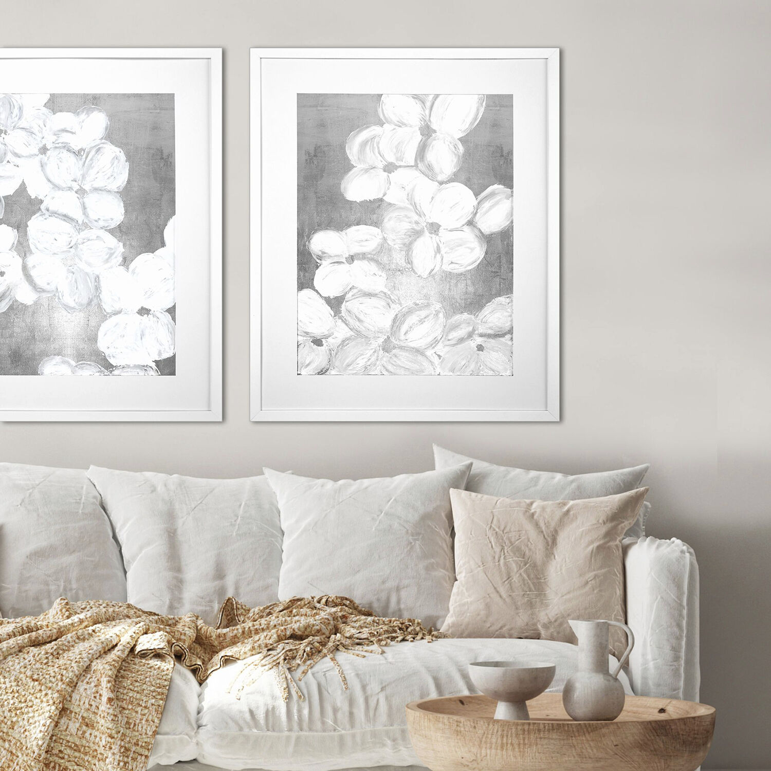 Spring Cascade Spring Tumble White and Gray and Metallic Framed Art, The Studio