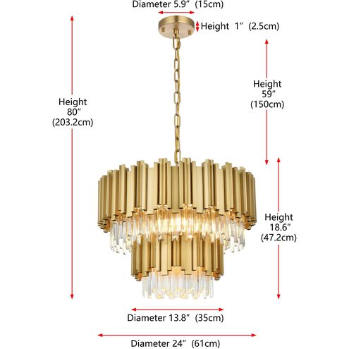 Willow 8 Light 24 inch Satin Gold Chandelier Ceiling Light