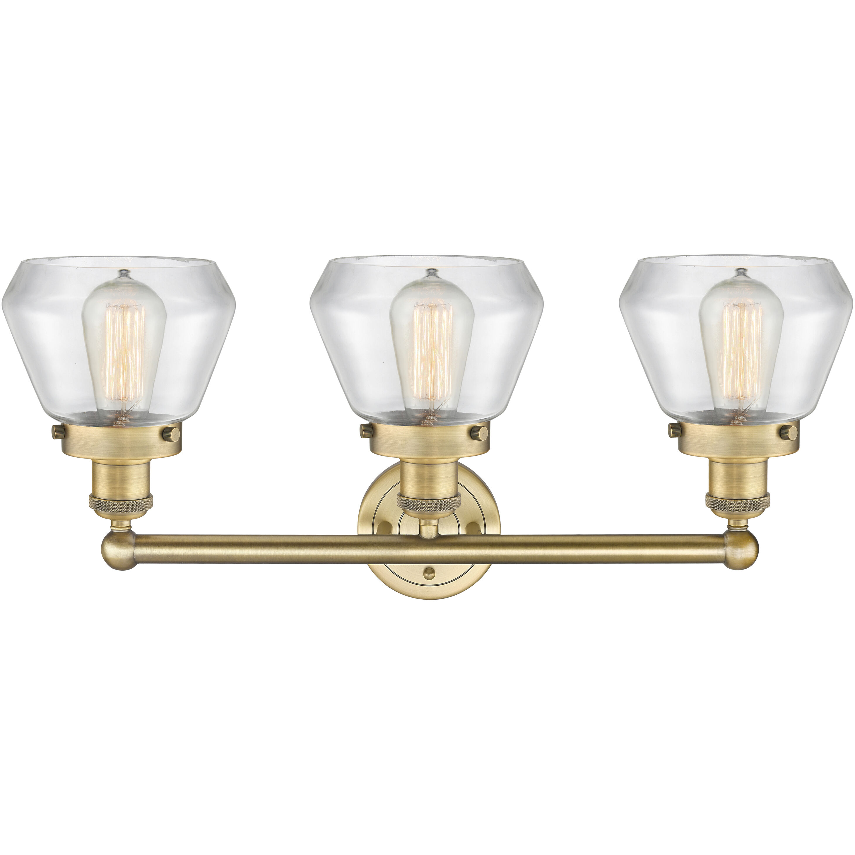 Fulton 3 Light 24.5 inch Brushed Brass Bath Vanity Light Wall Light in Clear