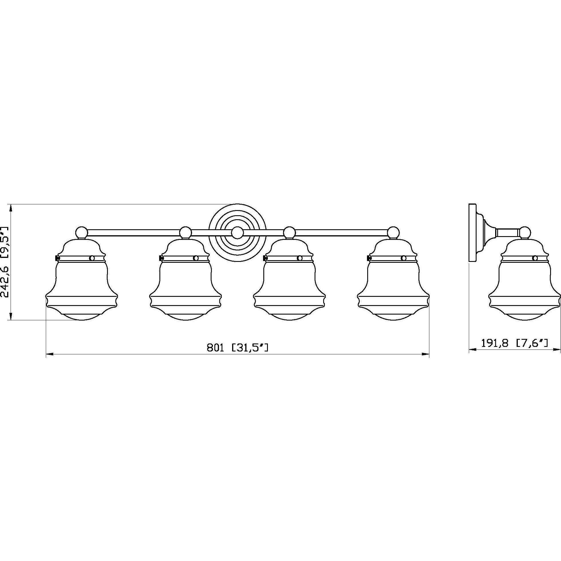 Vaughn 4 Light 31.5 inch Matte Black Vanity Wall Light