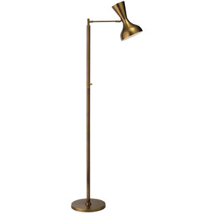 Pisa 65 inch 60.00 watt Antique Brass Hood Interior is White Swing Arm Floor Lamp Portable Light