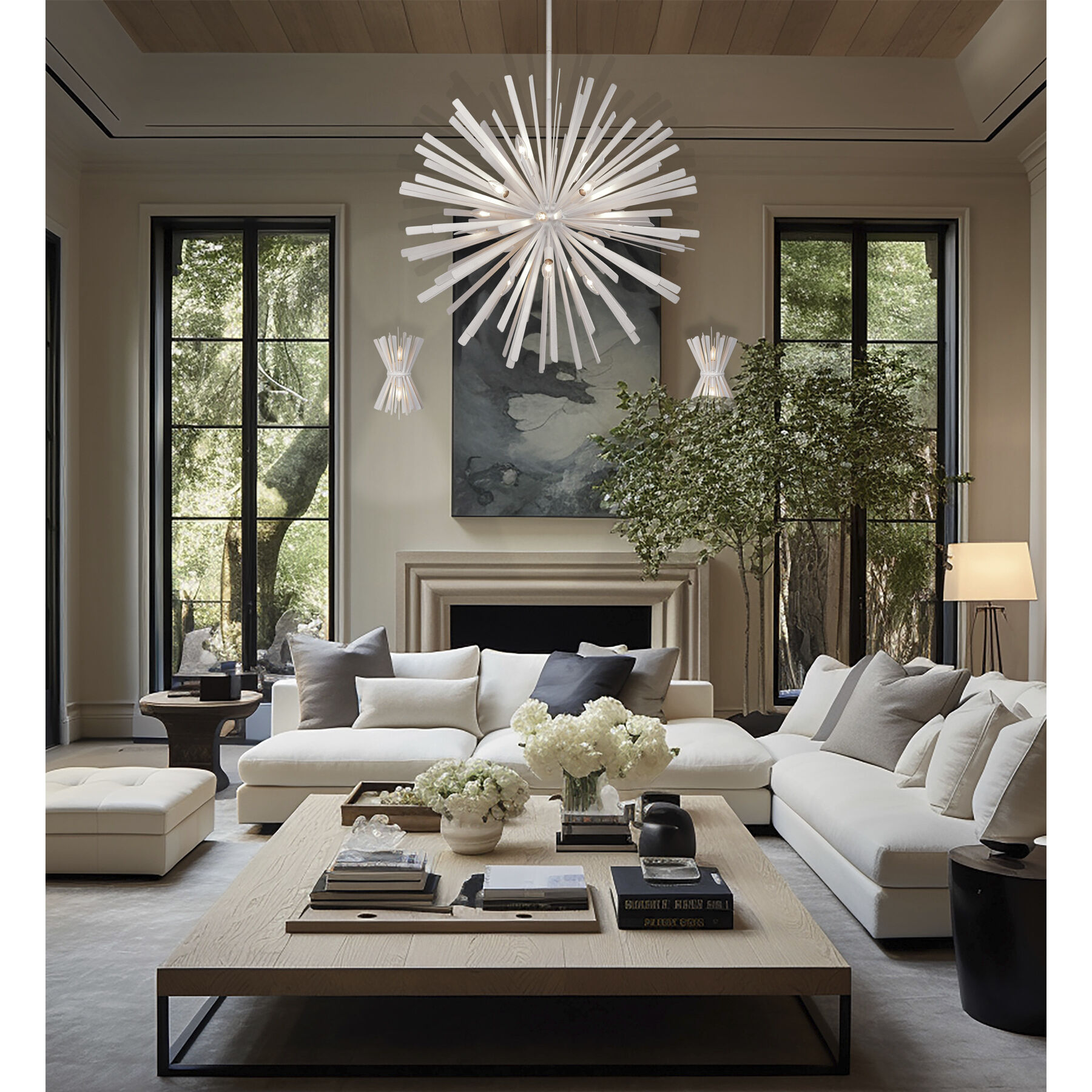 Confluence 16 Light 34 inch Piastra White Pendant Ceiling Light