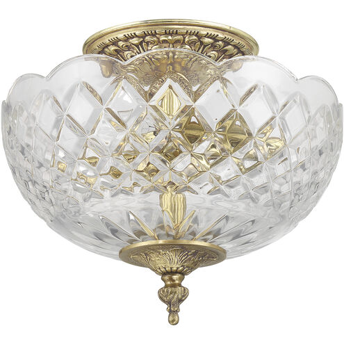 Milton 2 Light 12 inch Olde Brass Semi Flush Ceiling Light