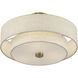 Monroe 3 Light 15 inch Antique Brass Semi Flush Mount Ceiling Light, Large
