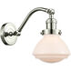 Franklin Restoration Olean 1 Light 7 inch Polished Nickel Sconce Wall Light in Matte White Glass, Franklin Restoration