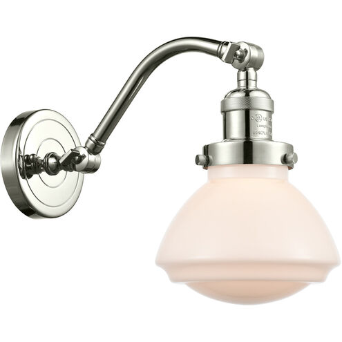 Franklin Restoration Olean 1 Light 7 inch Polished Nickel Sconce Wall Light in Matte White Glass, Franklin Restoration