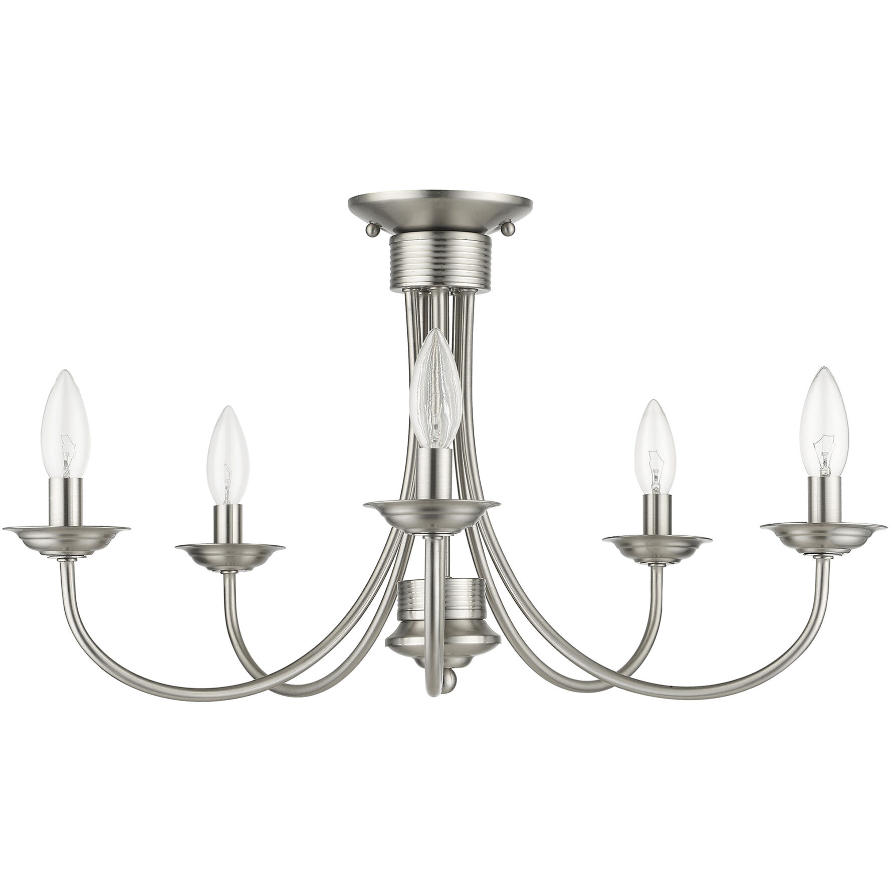 Estate 5 Light 24 inch Brushed Nickel Semi Flush Mount Ceiling Light, Large