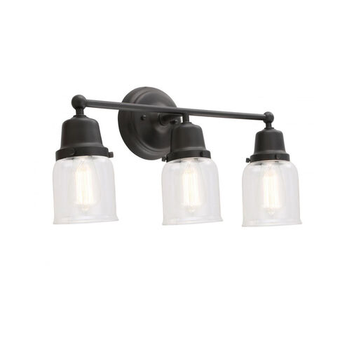 Aditi Small Bell 3 Light 21 inch Matte Black Bath Vanity Light Wall Light, Aditi