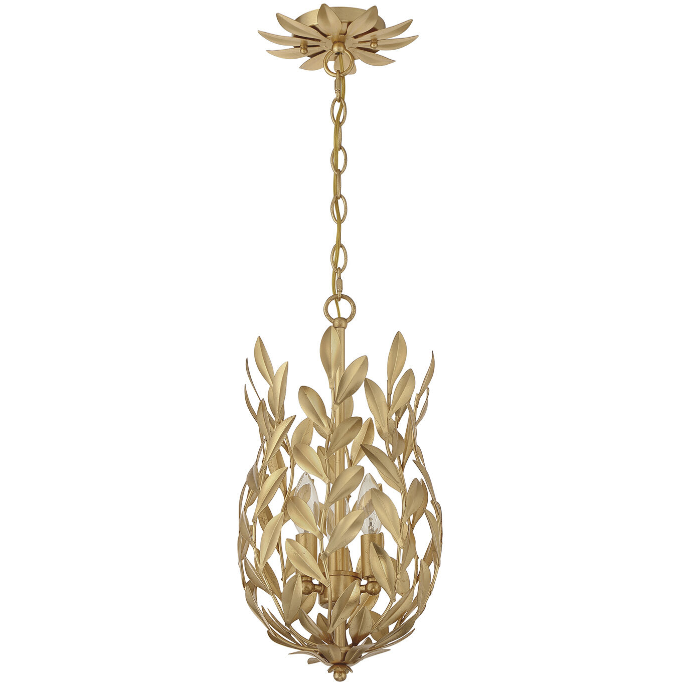 Broche 3 Light 9.5 inch Antique Gold Mini Pendant Ceiling Light