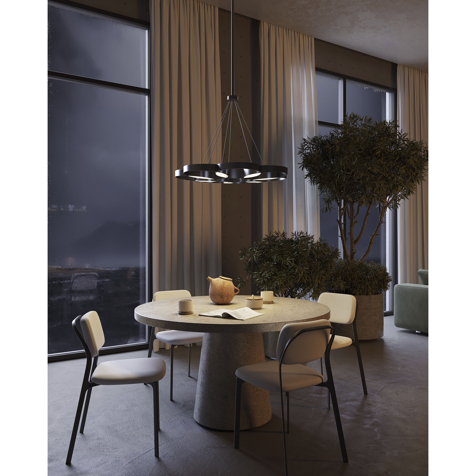 Maestro LED 25.75 inch Black Chandelier Ceiling Light