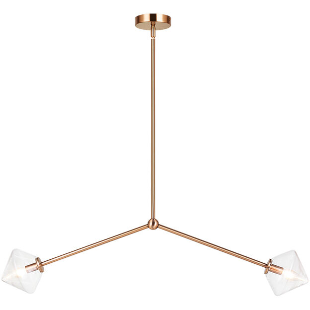 Novo 2 Light 38.75 inch Aged Gold Brass Pendant Ceiling Light in Aged Gold Brass and Clear