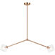 Novo 2 Light 38.75 inch Aged Gold Brass Pendant Ceiling Light in Aged Gold Brass and Clear