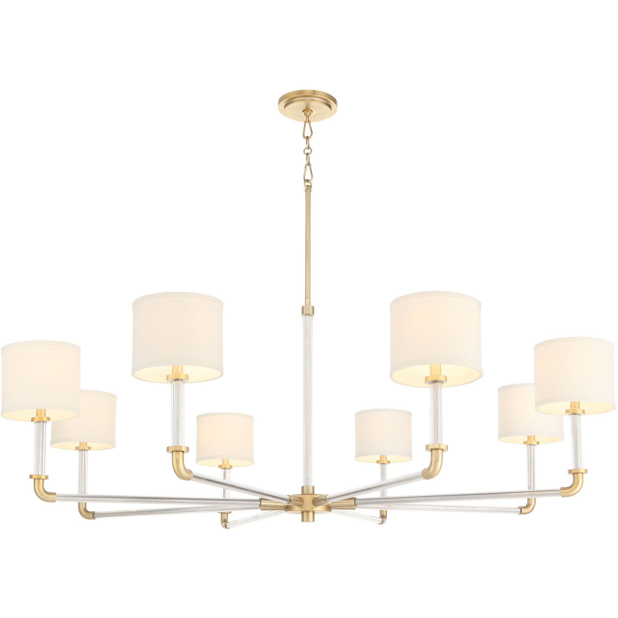 Hightower 8 Light 53.5 inch Clear and Aged Brass Chandelier Ceiling Light