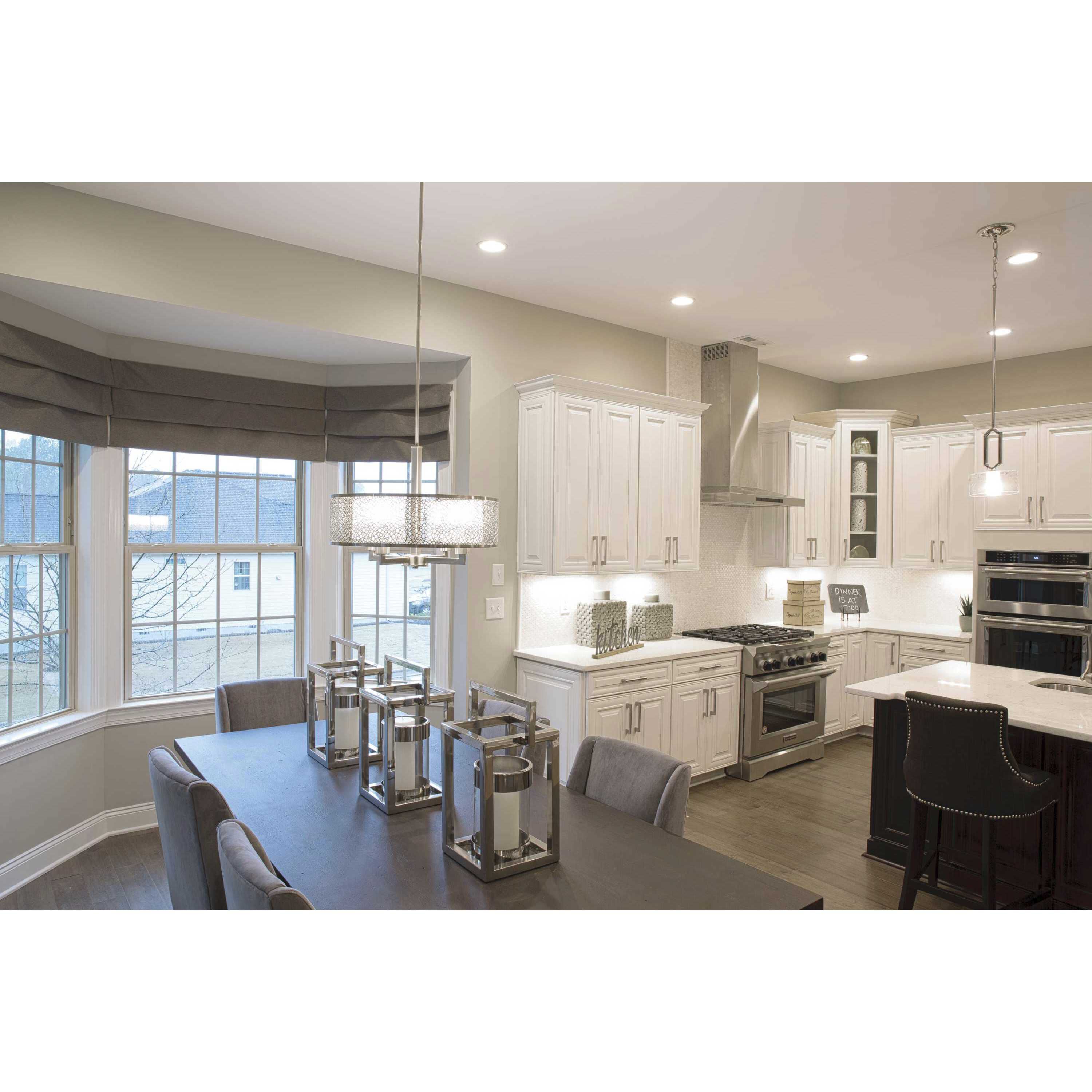 Mingle 4 Light Brushed Nickel Pendant Ceiling Light in Etched Spotted White Glass