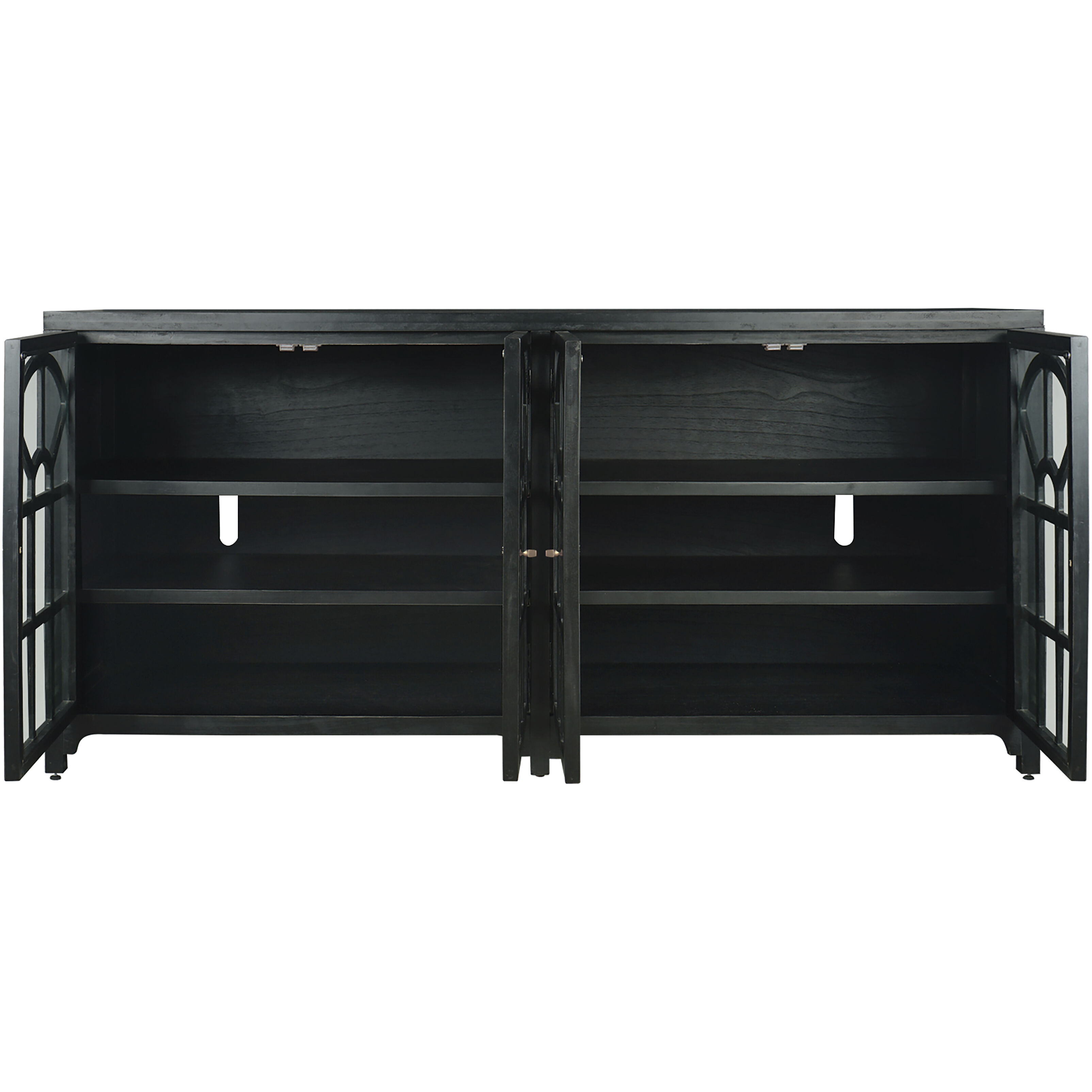 Conrad Kettle Black with Clear and Brass Credenza