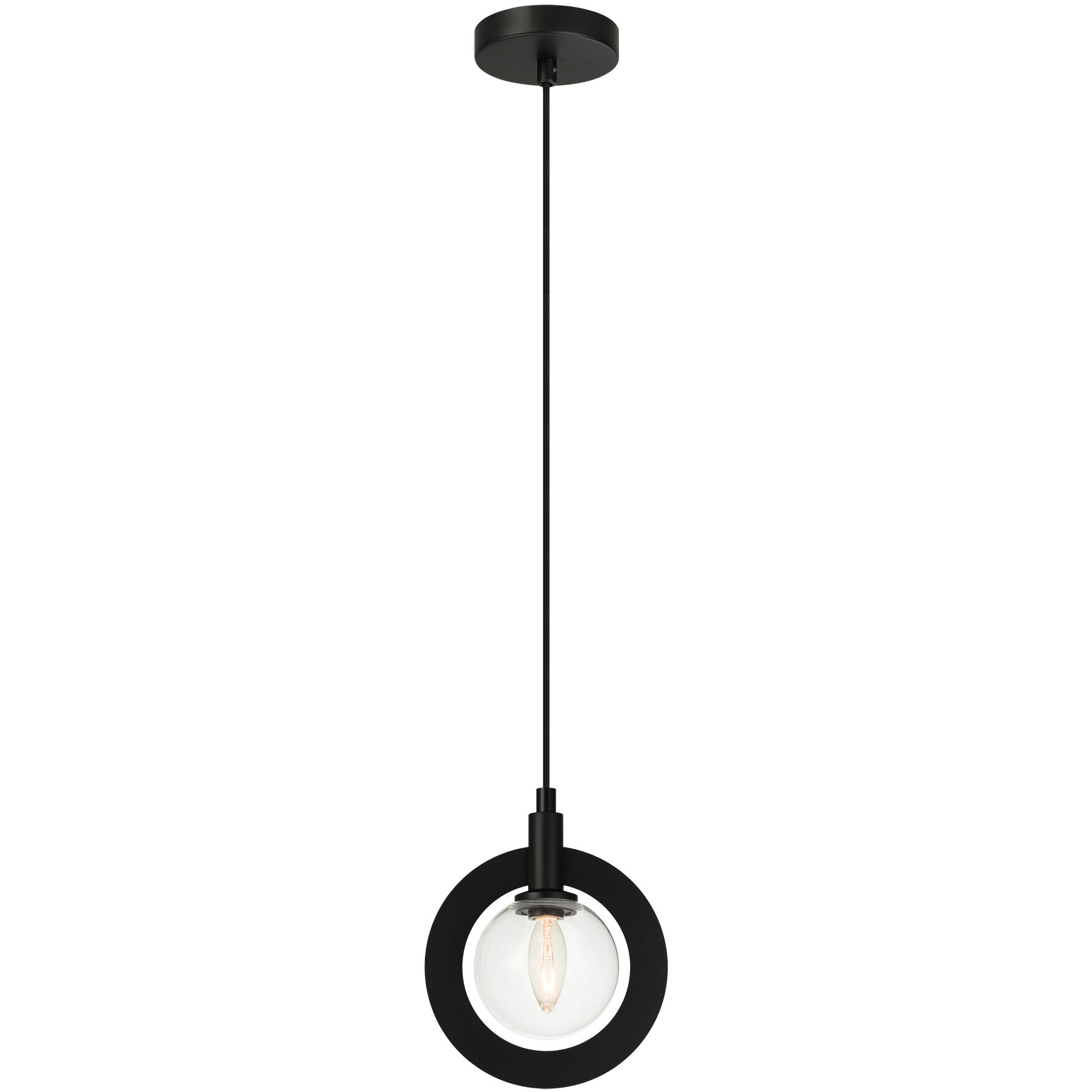 Astro 1 Light 7.5 inch Black Pendant Ceiling Light in Black and Clear