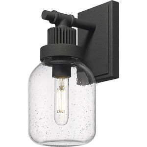 Somers 1 Light 5.5 inch Textured Black Sconce Wall Light in Seedy Glass
