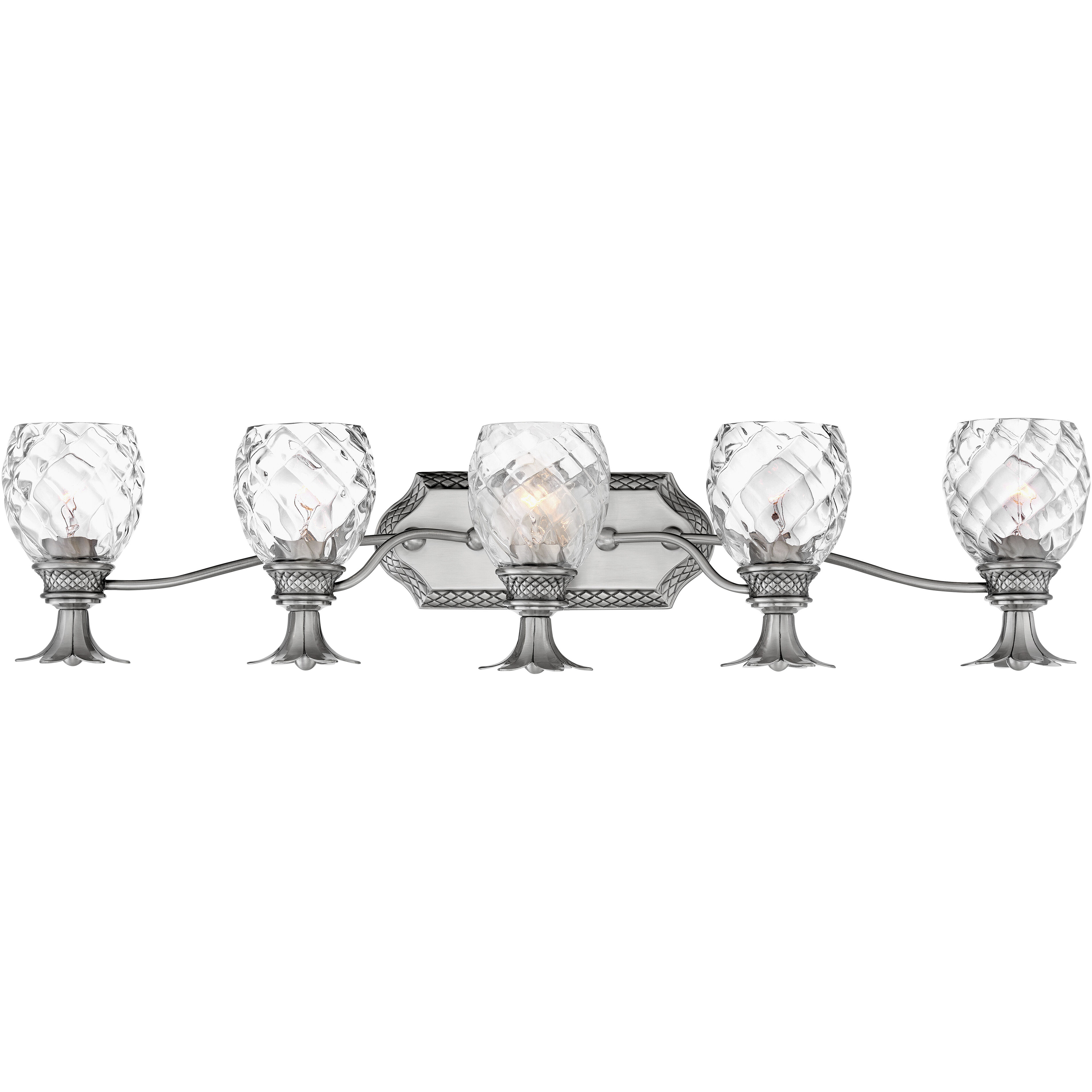 Plantation 5 Light 37 inch Polished Antique Nickel Vanity Light Wall Light