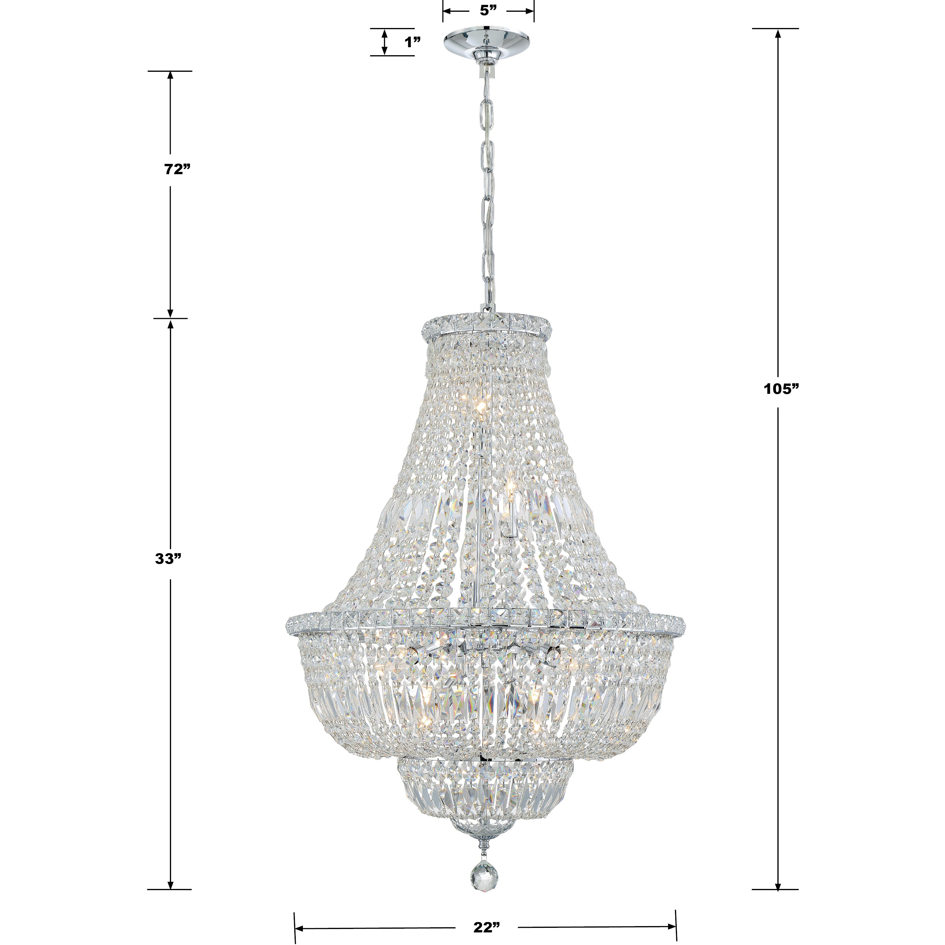 Roslyn 9 Light 22 inch Polished Chrome Chandelier Ceiling Light