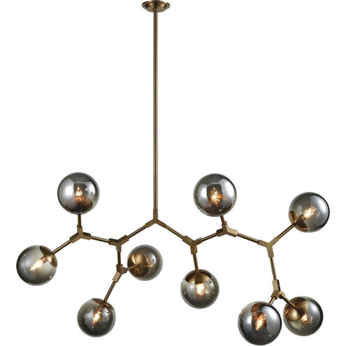 Synapse 9 Light 60 inch Aged Brass Linear Chandelier Ceiling Light