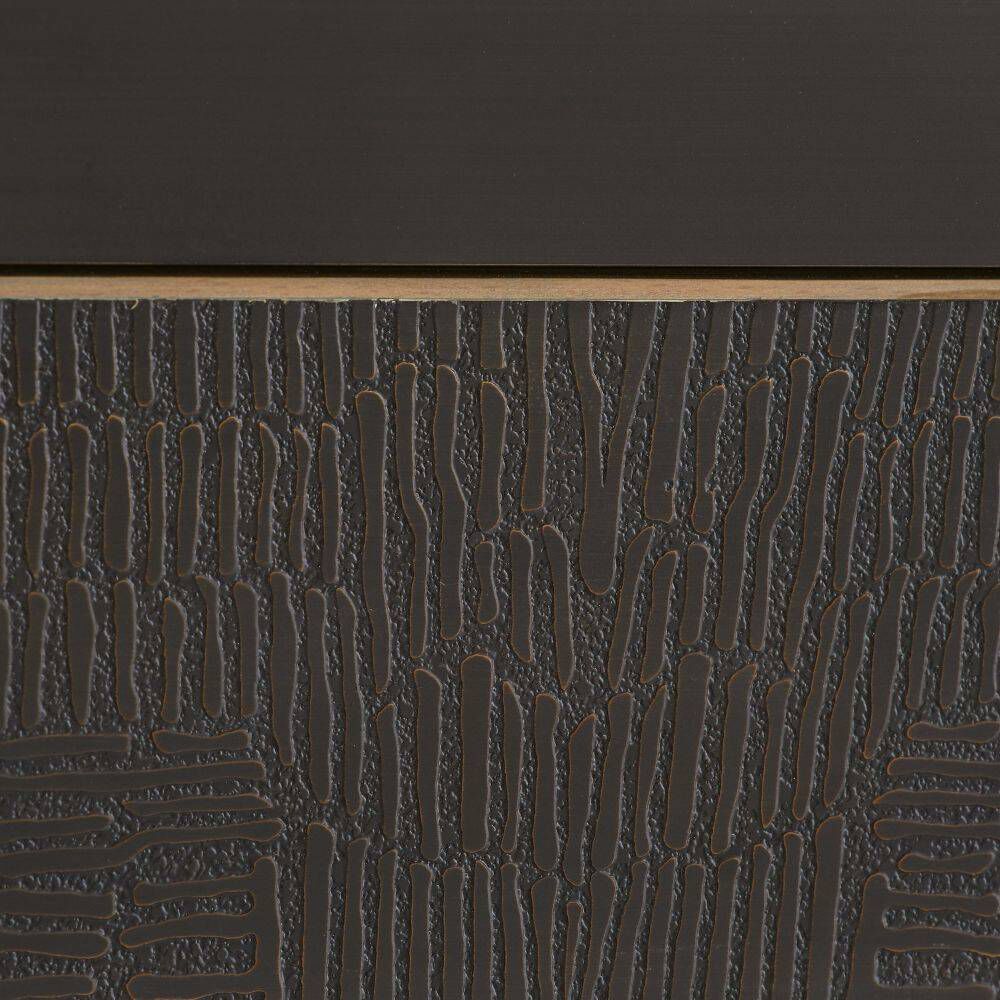 Gaston 56 inch Chamois Gray and Ebony with Bronze and Antique Brass Desk