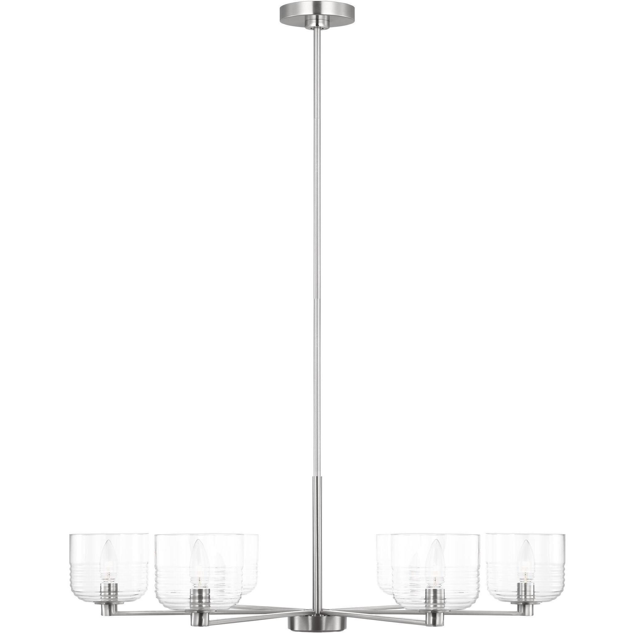 Drew & Jonathan Lochdale 6 Light 33.88 inch Brushed Nickel Chandelier Ceiling Light, Large