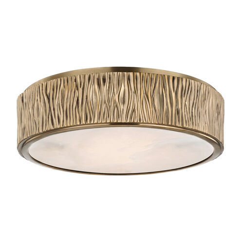 Crispin LED 13.5 inch Aged Brass Flush Mount Ceiling Light, Spanish Alabaster, Large