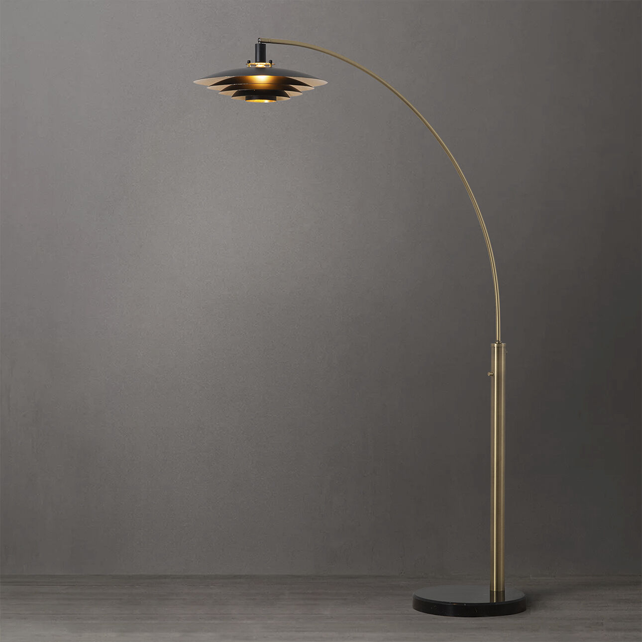 Rancho Mirage 87 inch 60.00 watt Weathered Brass and Black Arc Floor Lamp Portable Light