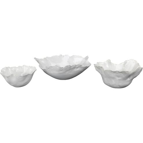 Fleur Ceramic 10 X 4 inch Bowls in White Ceramic, Set of 3